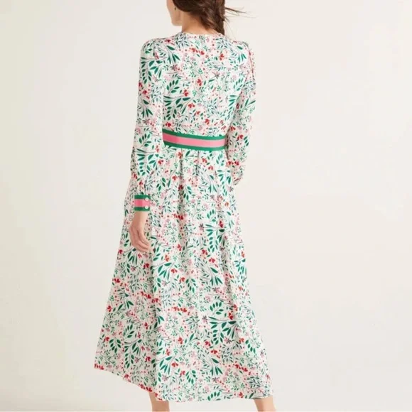Boden Victoria Midi Dress in Floral Garden Party, Contrasting Belt Size 10 - Picture 10 of 16